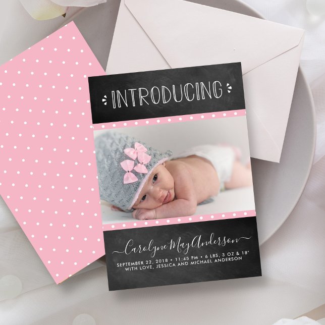 Faire-part de naissance Chalkboard moderne (Créateur téléchargé)