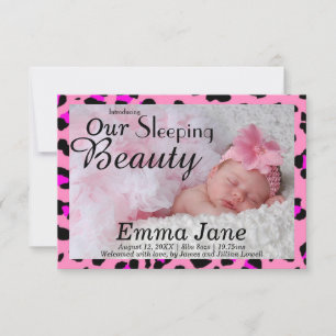 Faire-part de naissance Cheetah Sleeping Beauty 3x