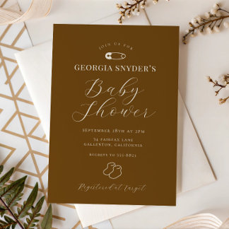 Faire-part de naissance chic marron chocolat