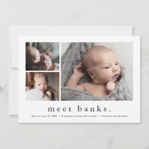 Faire-part de naissance Collage Photo Simple 3 Nom
