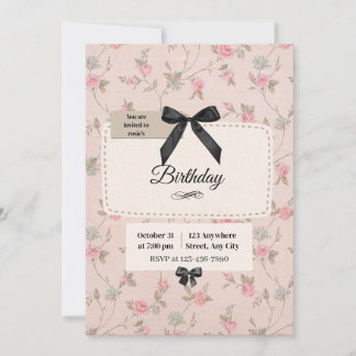 Faire-part de naissance Coquette Elegant Ruban Flo