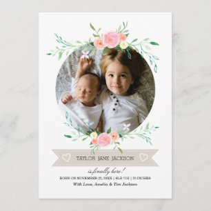 Faire-part de naissance Couronne Fleurie Photo
