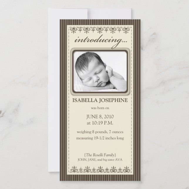 Faire-part de naissance Customisé Classy Taupe (Devant)