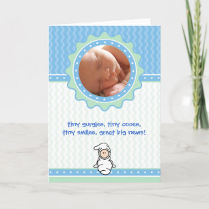 Faire-part de naissance Cutietoots - Bleu/Vert - G