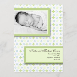 faire-part de naissance de 5x7 GreenBlue Fleur De