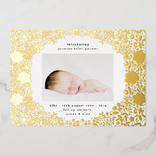 Faire-part de naissance de bébé aux fleurs en feui