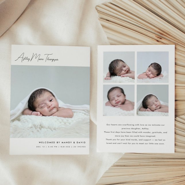 Faire-part de naissance de bébé avec lettre callig (Créateur téléchargé)