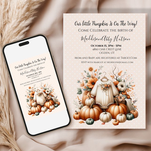 Faire-part de naissance de bébé citrouille d'autom (Celebrate the cozy autumn season with a personalized fall design made just for you! )