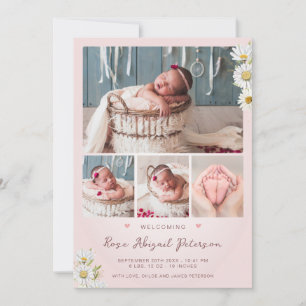 Faire-part de naissance de bébé fille avec photo r