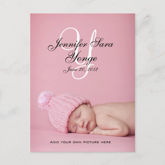 Faire part de naissance de bébé fille Cartes posta (Devant)