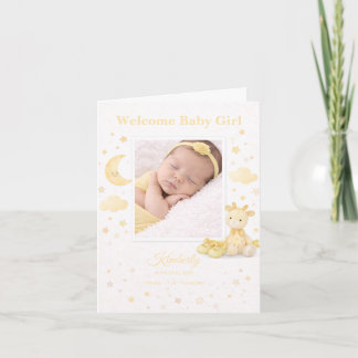 Faire-part de naissance de bébé fille éléphant jau