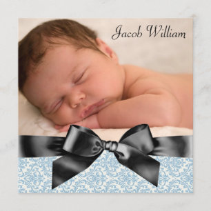Faire-part de naissance de bébé garçon bleu noir P