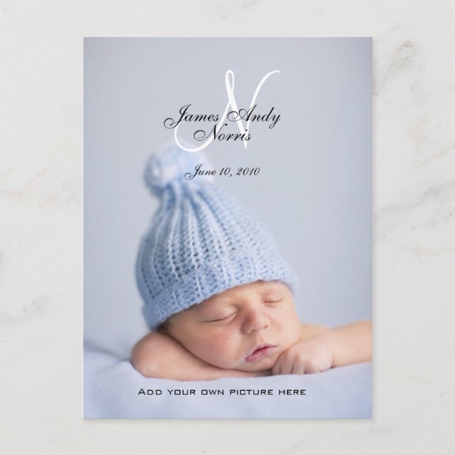 Faire-part de naissance de bébé garçon Cartes post (Devant)
