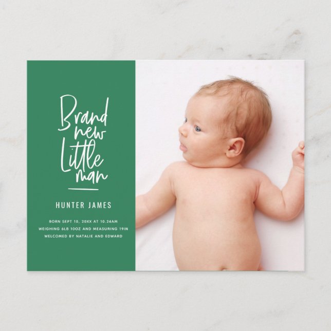 Faire-part de naissance de bébé garçon dessiné à l (Devant)