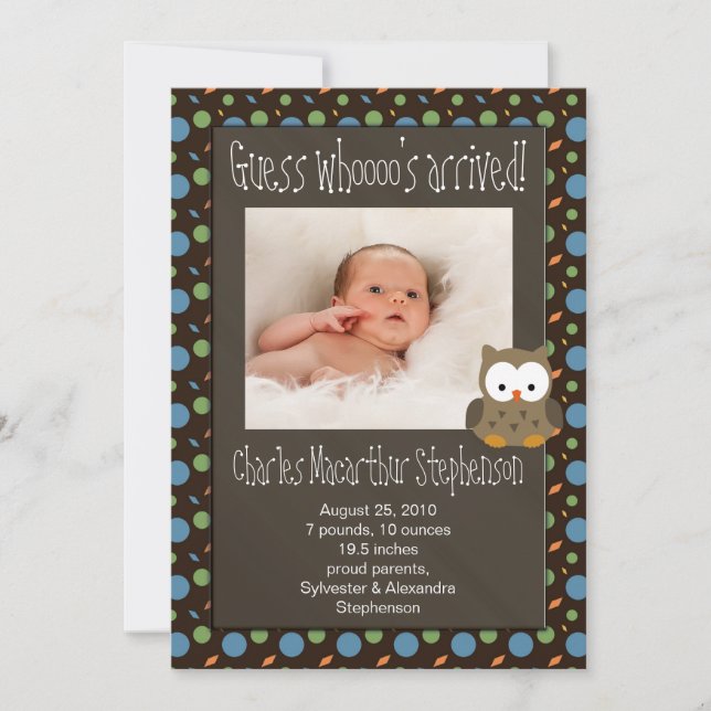 Faire-part de naissance de bébé garçon : Devinez q (Devant)