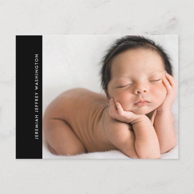Faire-part de naissance de bébé noir moderne avec  (Devant)