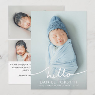 Faire-part de naissance de bébé nouveau-né avec éc