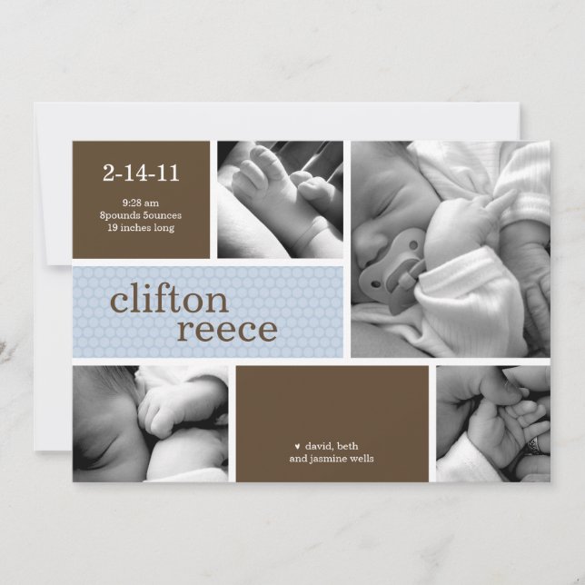 Faire-part de naissance de boudins (rose ou bleu) (Devant)