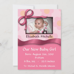 Faire-part de naissance de cabot rose