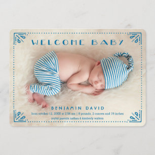 Faire-part de naissance de cadre doux et pointillé