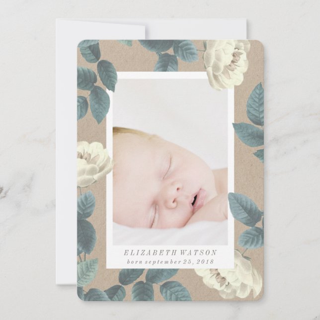 Faire-part de naissance de Carte photo à fleurs de (Devant)