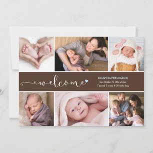 Faire-part de naissance de collage de photo de