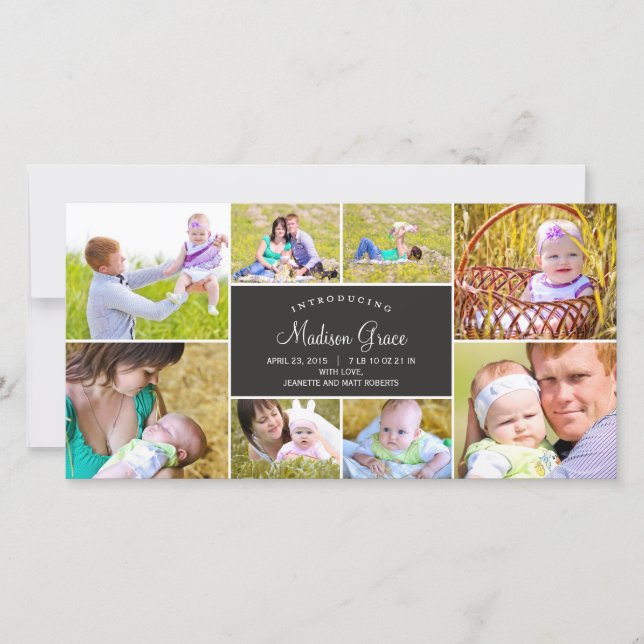 Faire-part de naissance de collage élégant - Charb (Devant)