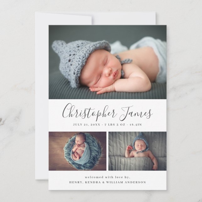Faire-part de naissance de collage photo Modern Sc (Devant)