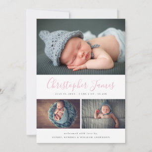 Faire-part de naissance de collage photo Modern Sc