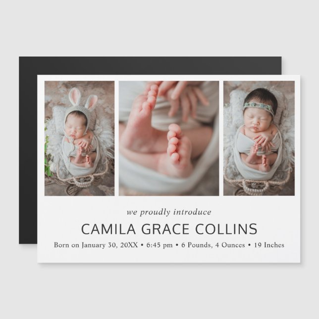 Faire-part de naissance de collage photo simple mo (Devant / Derrière)