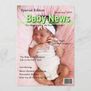 Faire-part de naissance de couverture de magazine 