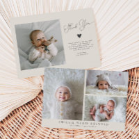 Faire-part de naissance de crème minimaliste multi