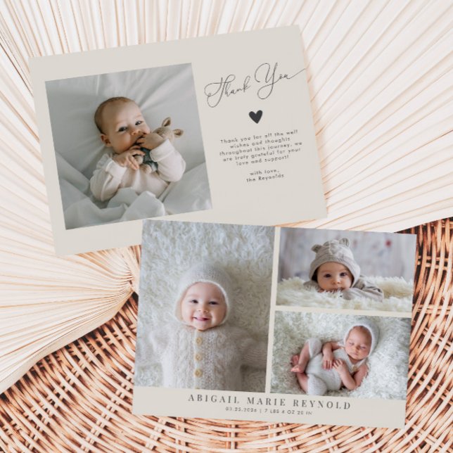 Faire-part de naissance de crème minimaliste multi (Créateur téléchargé)