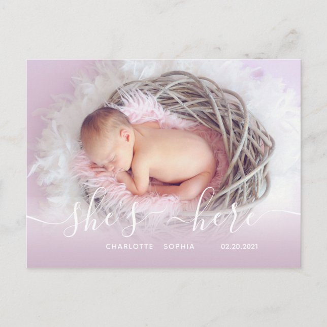 Faire-part de naissance de fille (Devant)
