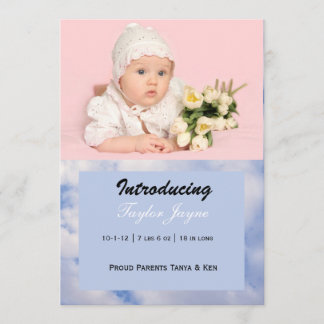 Faire-part de naissance de fille avec des nuages r