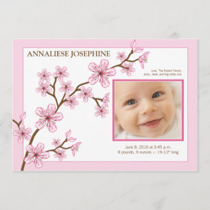 Faire-part de naissance de fille de fleurs de