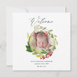 Faire-part de naissance de guirlande d'hiver