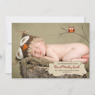 Faire-part de naissance de hibou
