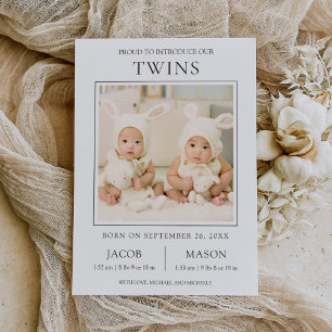 Faire-Part de Naissance de Jumeaux Photo Modern Sw
