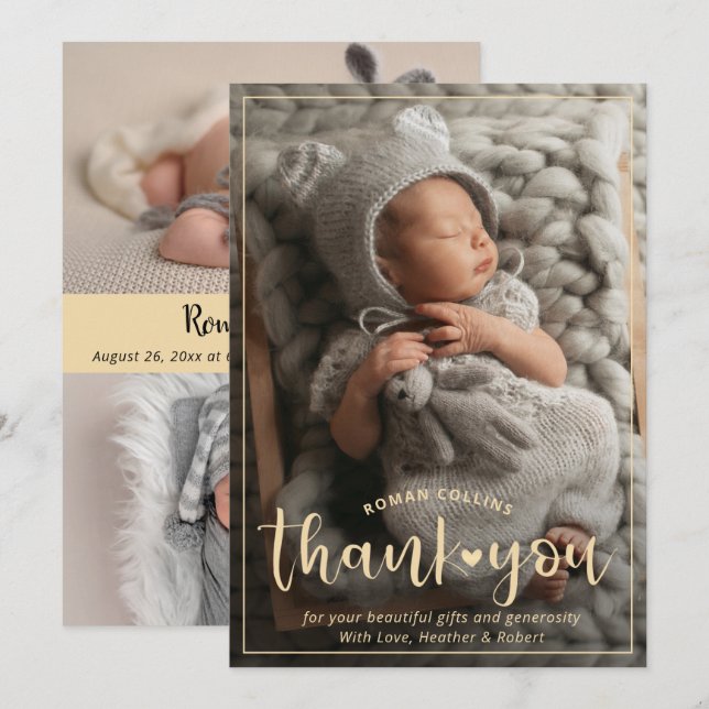 Faire-part de naissance de Merci classique personn (Devant / Derrière)