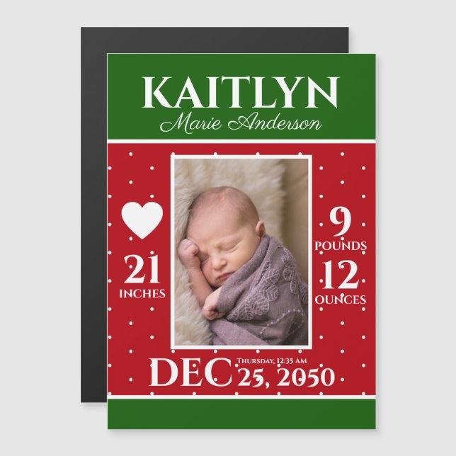 Faire-part de naissance de Noël modernes nouveaux- (Devant / Derrière)
