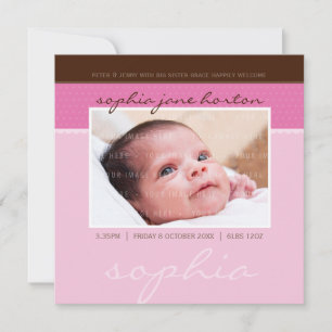 FAIRE-PART DE NAISSANCE DE PHOTO : : 2SQ doucement