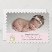 Faire-part de naissance de photo de bébé de Pâques