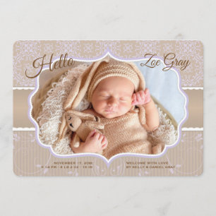 Faire-part de naissance de photo de damassé
