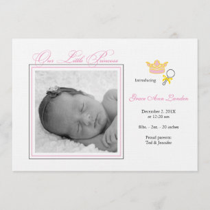 Faire-part de naissance de photo de fille - petite