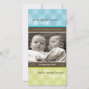 FAIRE-PART DE NAISSANCE DE PHOTO DE JUMEAUX : :