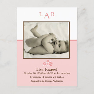 Faire-part de naissance de photo de monogramme de