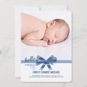 Faire-part de naissance de photo de ruban bleu