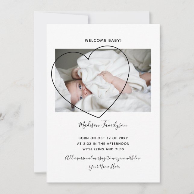 Faire-part de naissance de photos de nouveau-nés m (Devant)