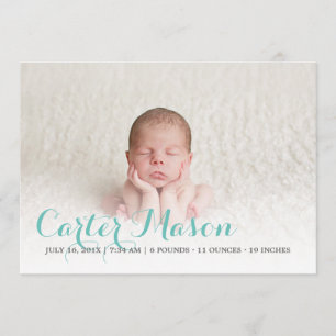 Faire-part de naissance de script bleu moderne